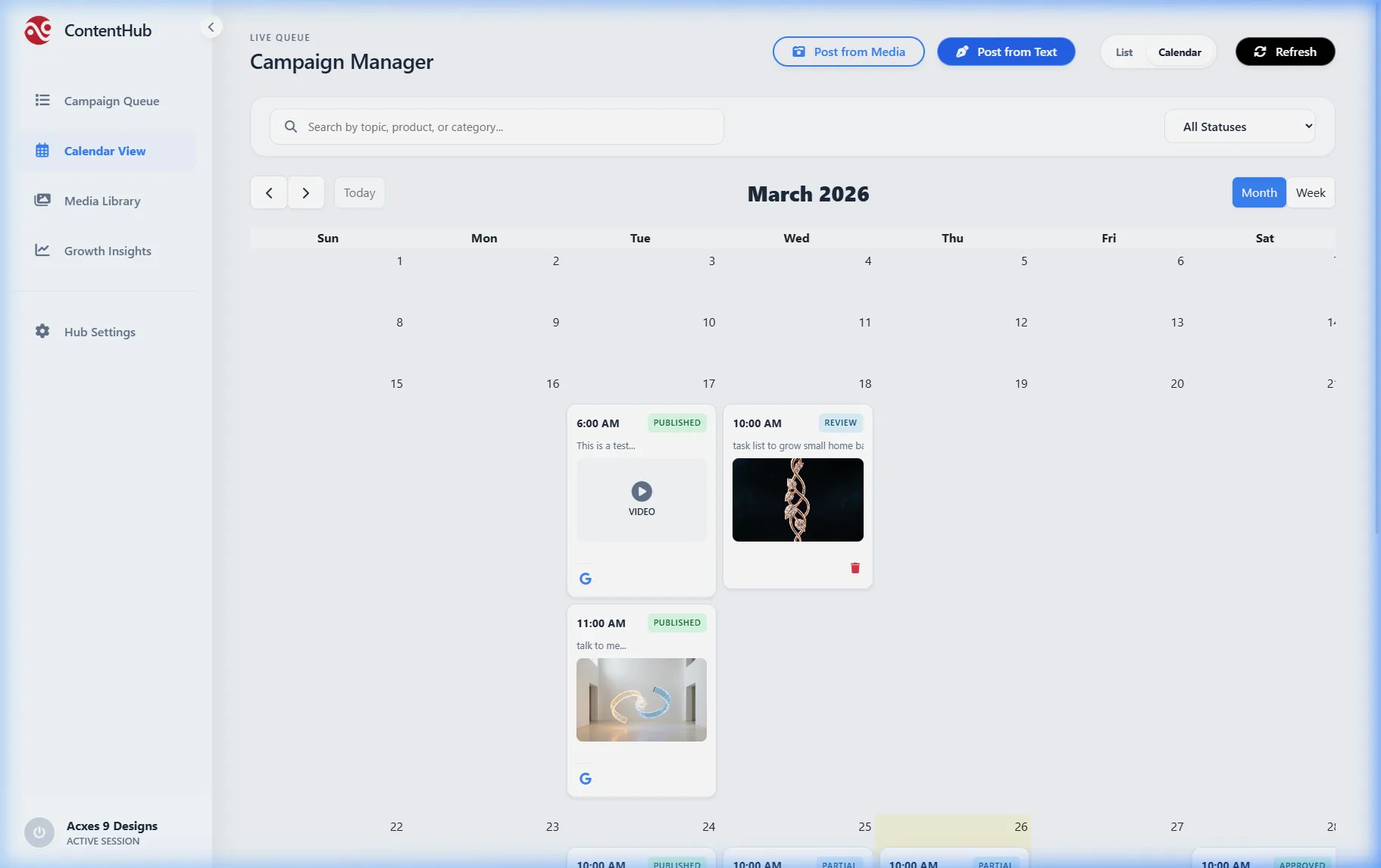Social Media Content Calendar - Visual Drag and Drop Post Planner